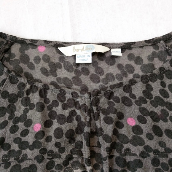 Boden Boho Gray Flowy Dots Print Fit Flare Dress 6 - Picture 3 of 8